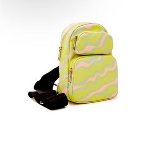 Brand New Hands Free Sling Handbag - Lime Swirl